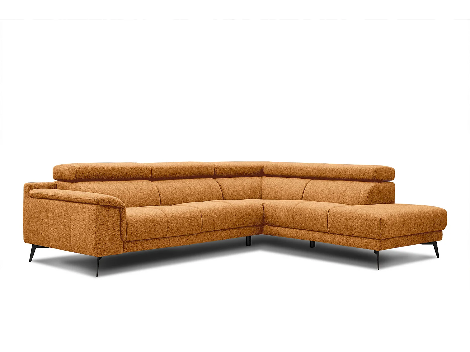 FIERO Ecksofa 5-Sitzer rechts mit verstellbare Kopfstützen, orange