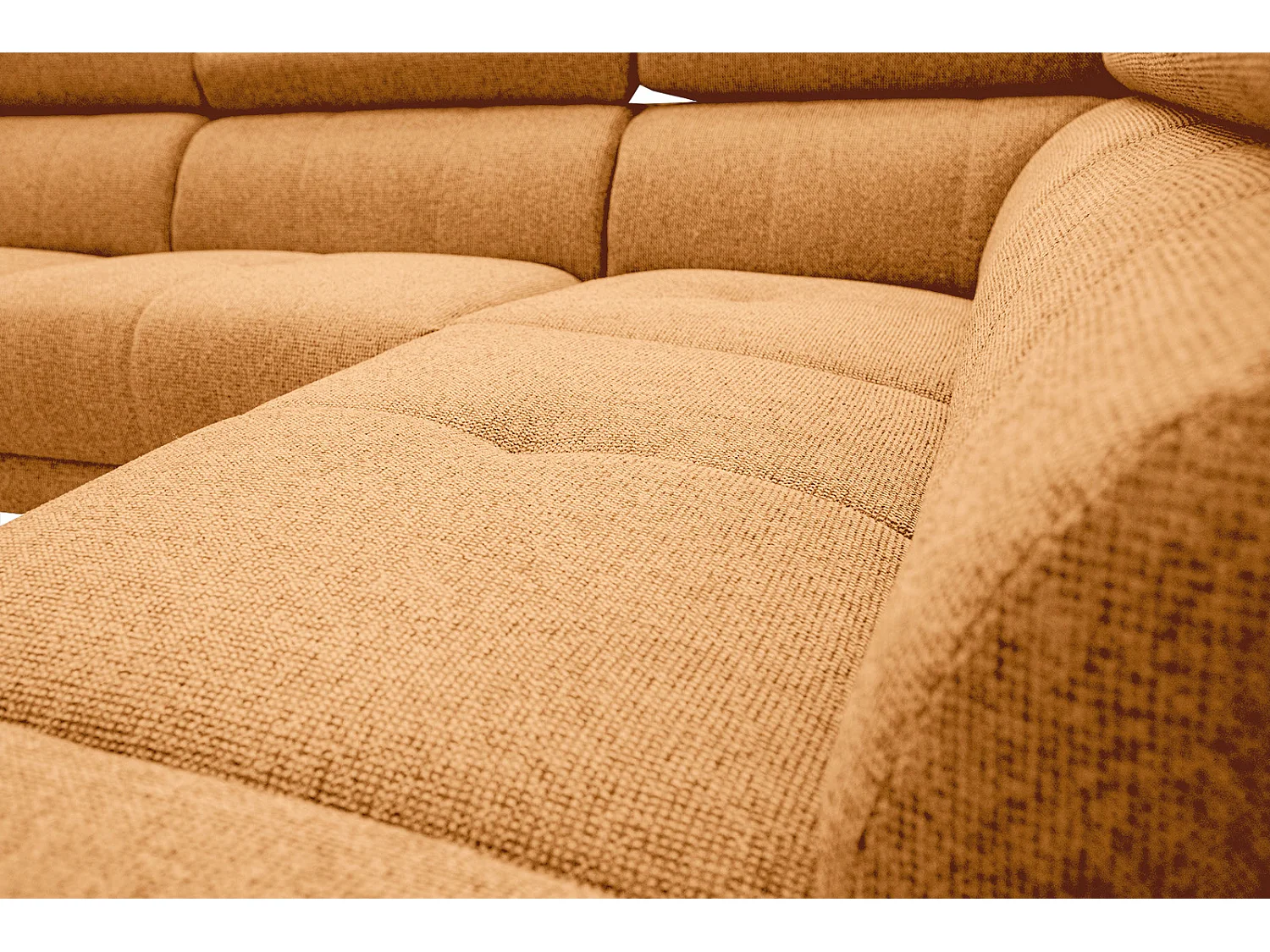 FIERO Ecksofa 5-Sitzer rechts mit verstellbare Kopfstützen, orange