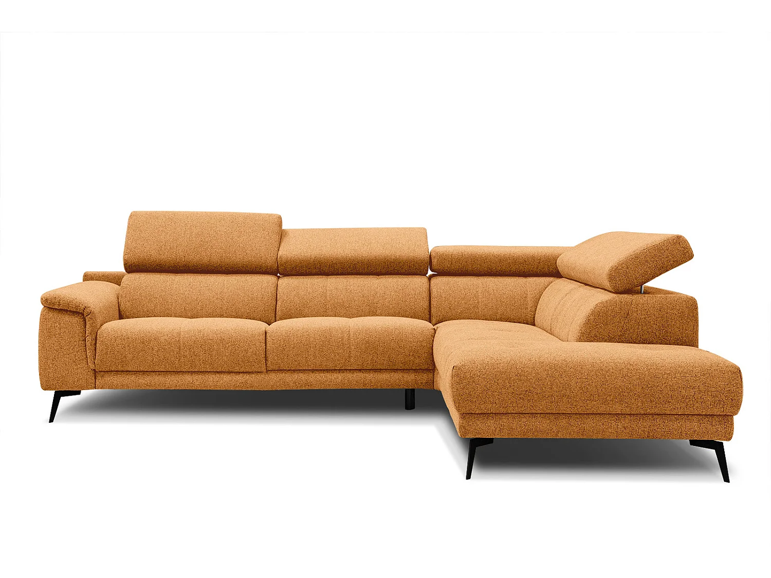 FIERO Ecksofa 5-Sitzer rechts mit verstellbare Kopfstützen, orange