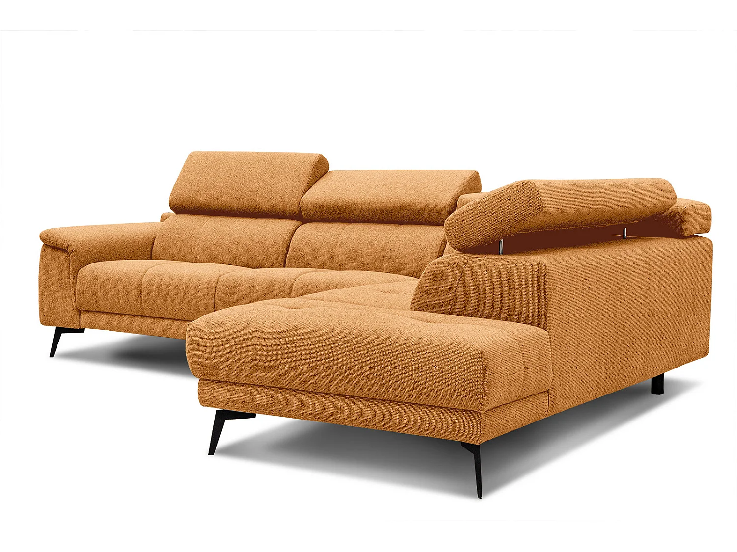 Canapé d'angle 5 places en tissu orange FIERO