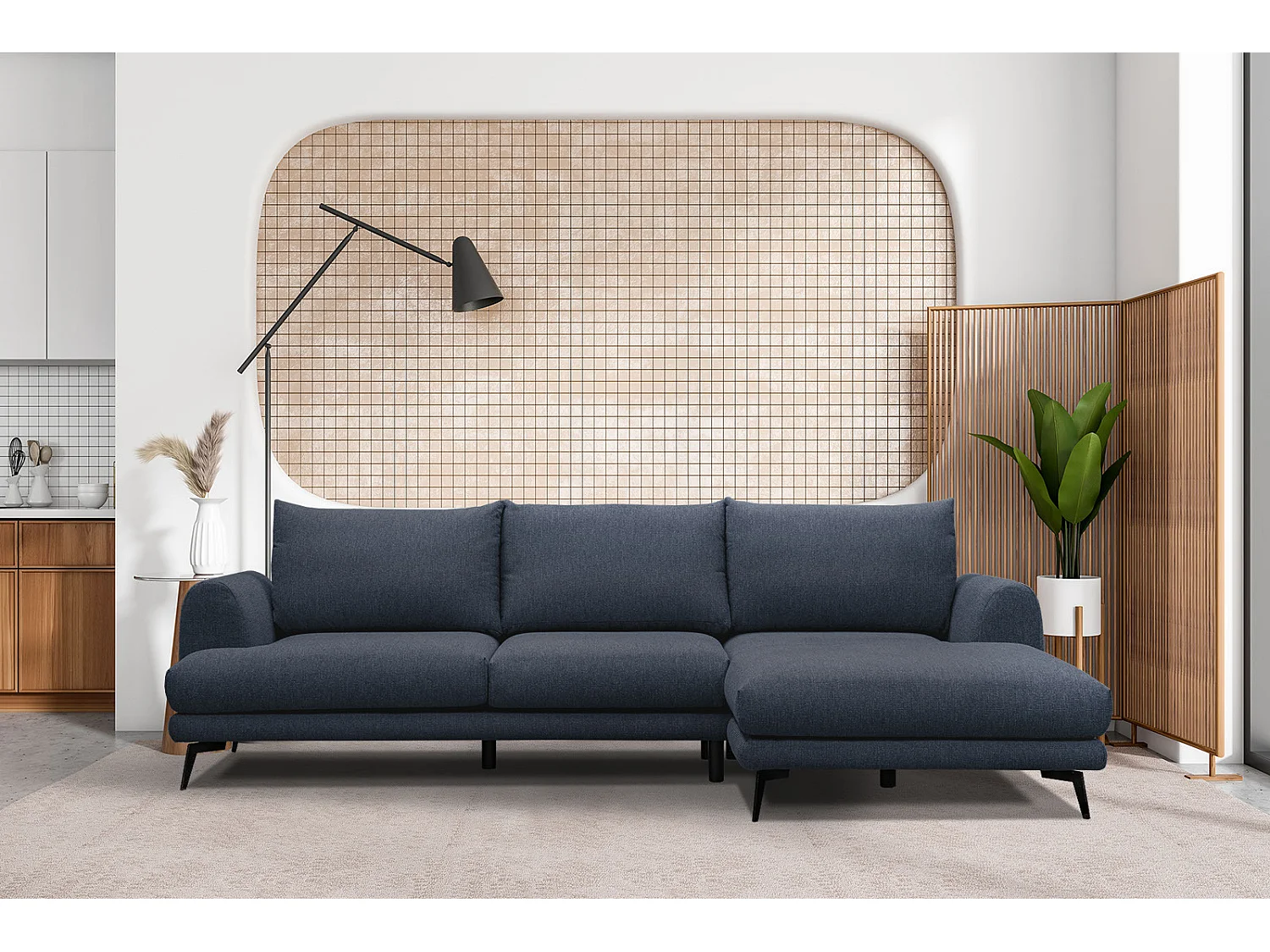 ADRIA Ecksofa 4-Sitzer rechts, marineblau