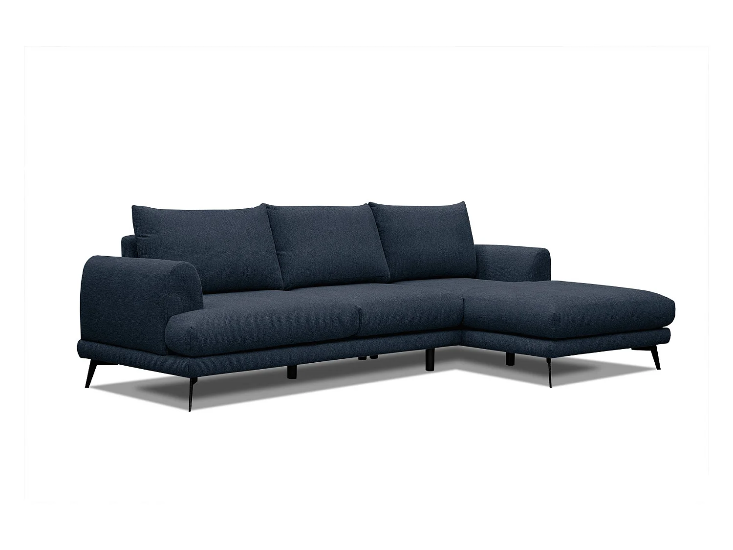 Canapé d'angle droit 4 places tissu bleu foncé - ADRIA