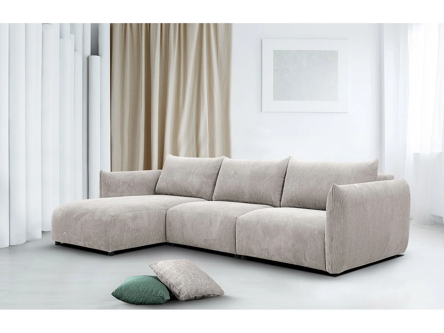 TAUER Ecksofa 5-Sitzer links, perlweiß