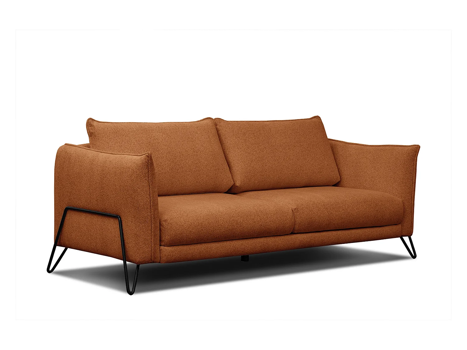 Canapé droit XXL 3 places tissu rouge brique - HOSTEN