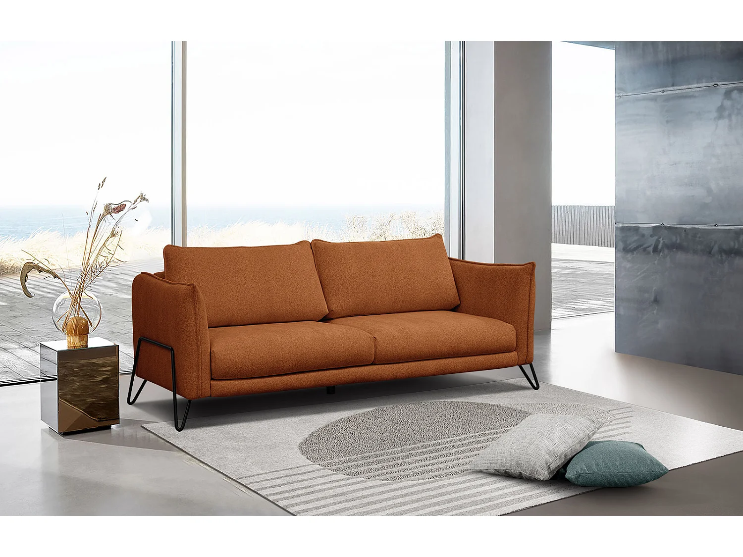 HOSTEN Sofa 3-Sitzer, dunkelorange