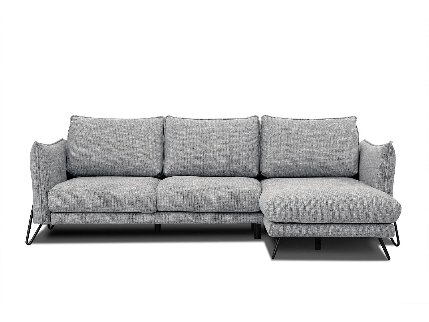 Canapé d'angle droit 4 places tissu gris HOSTEN