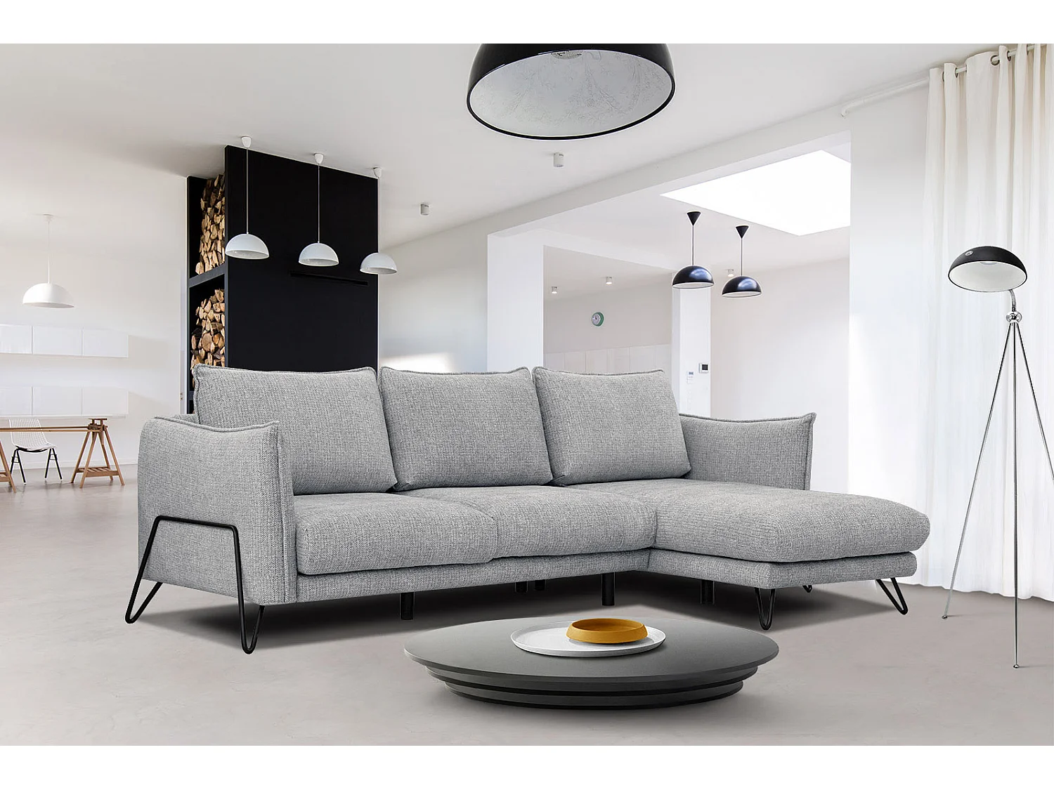 HOSTEN Ecksofa 4-Sitzer rechts, grau