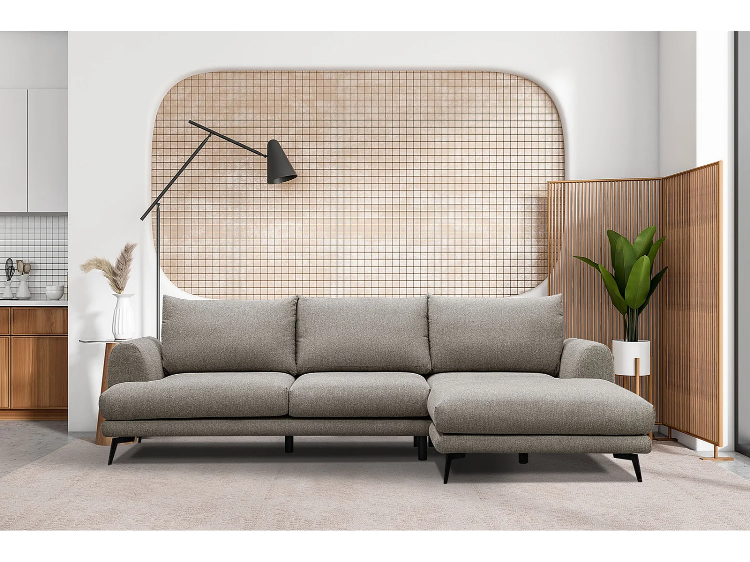 ADRIA Ecksofa 4-Sitzer rechts, taupe