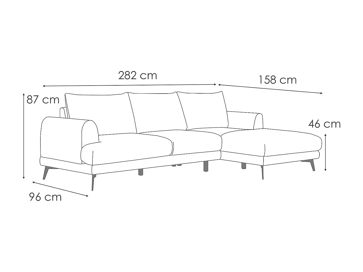 ADRIA Ecksofa 4-Sitzer rechts, taupe