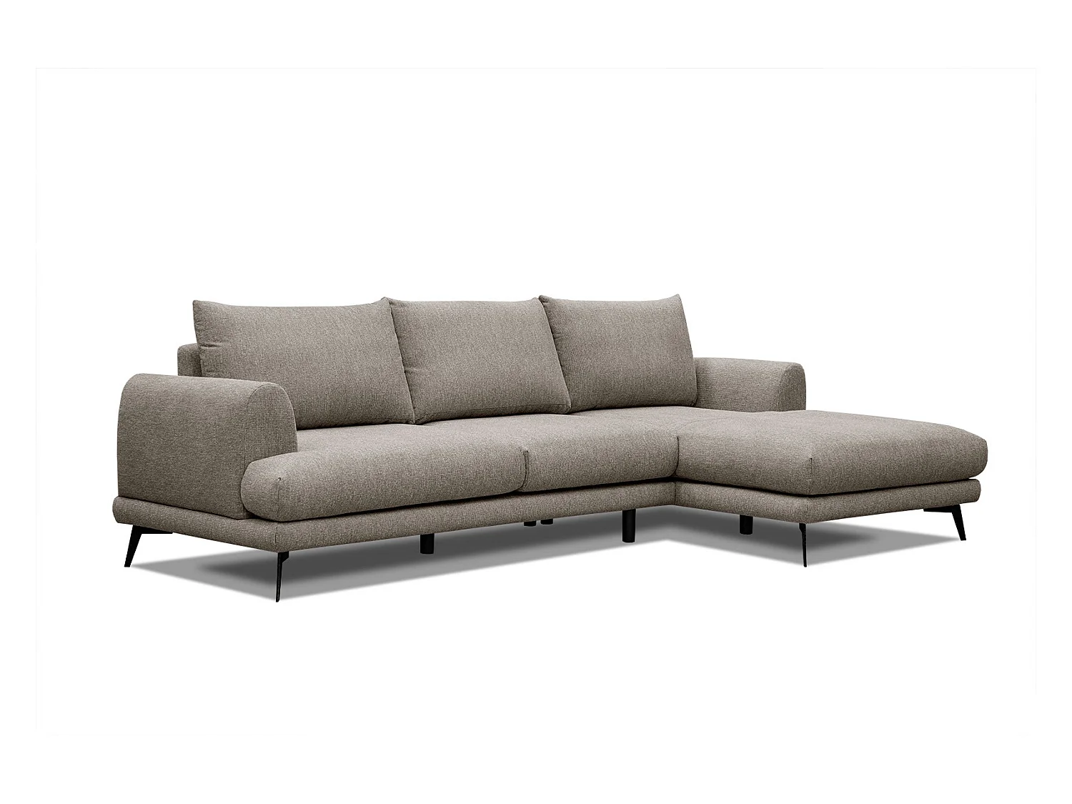 Canapé d'angle droit 4 places tissu taupe - ADRIA