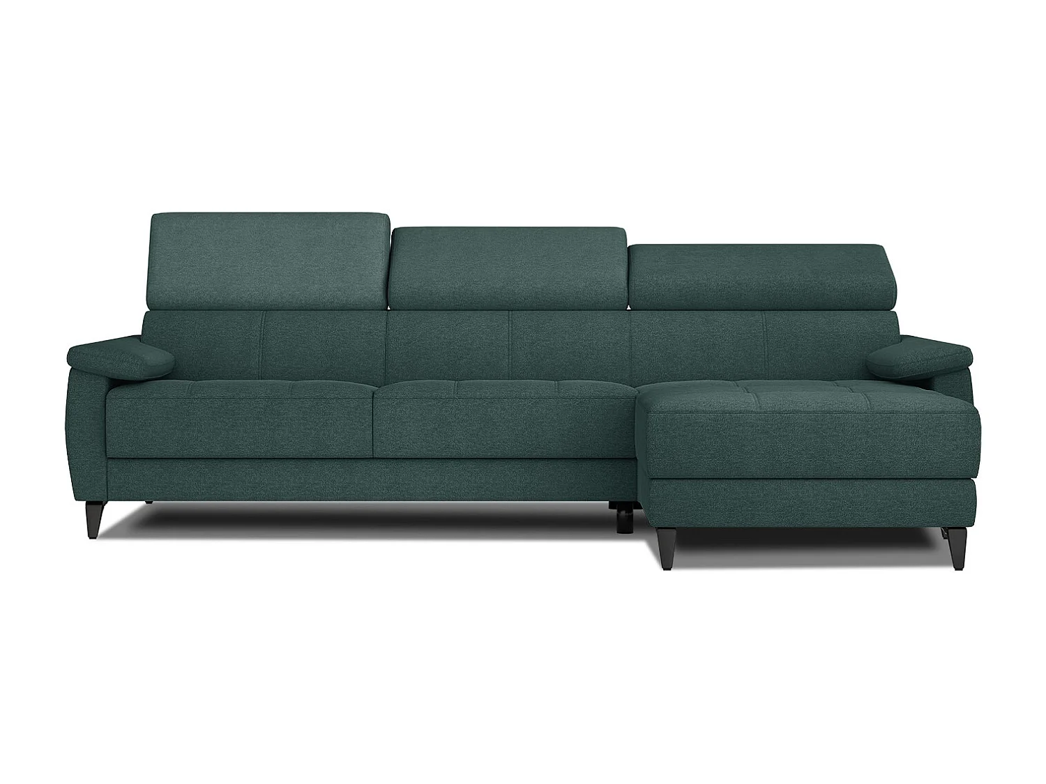 TAUNUS Ecksofa 4-Sitzer rechts mit verstellbare Kopfstützen, smaragdgrün