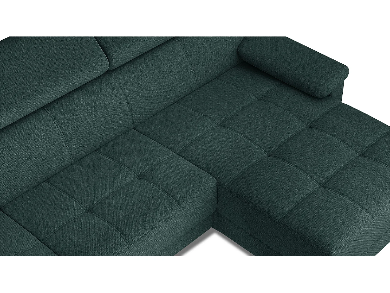 TAUNUS Ecksofa 4-Sitzer rechts mit verstellbare Kopfstützen, smaragdgrün