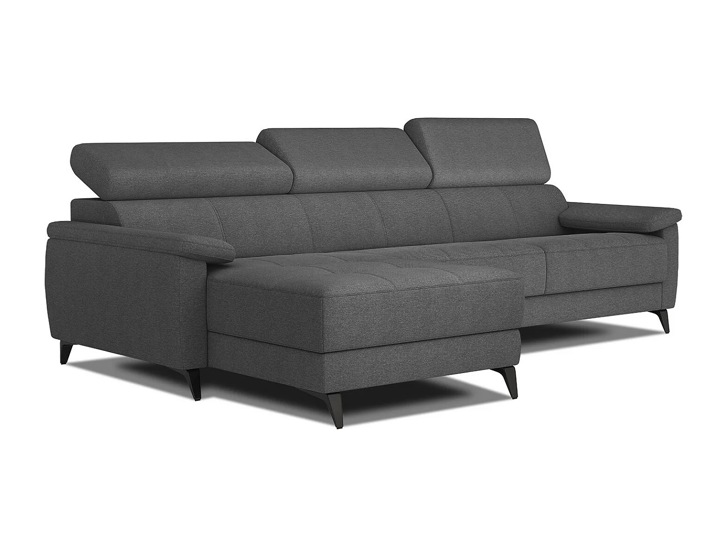 TAUNUS Ecksofa 4-Sitzer links mit verstellbare Kopfstützen, dunkelgrau