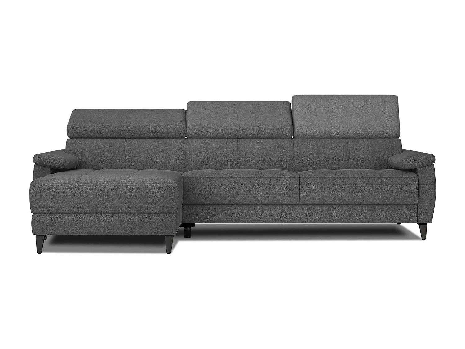 TAUNUS Ecksofa 4-Sitzer links mit verstellbare Kopfstützen, dunkelgrau