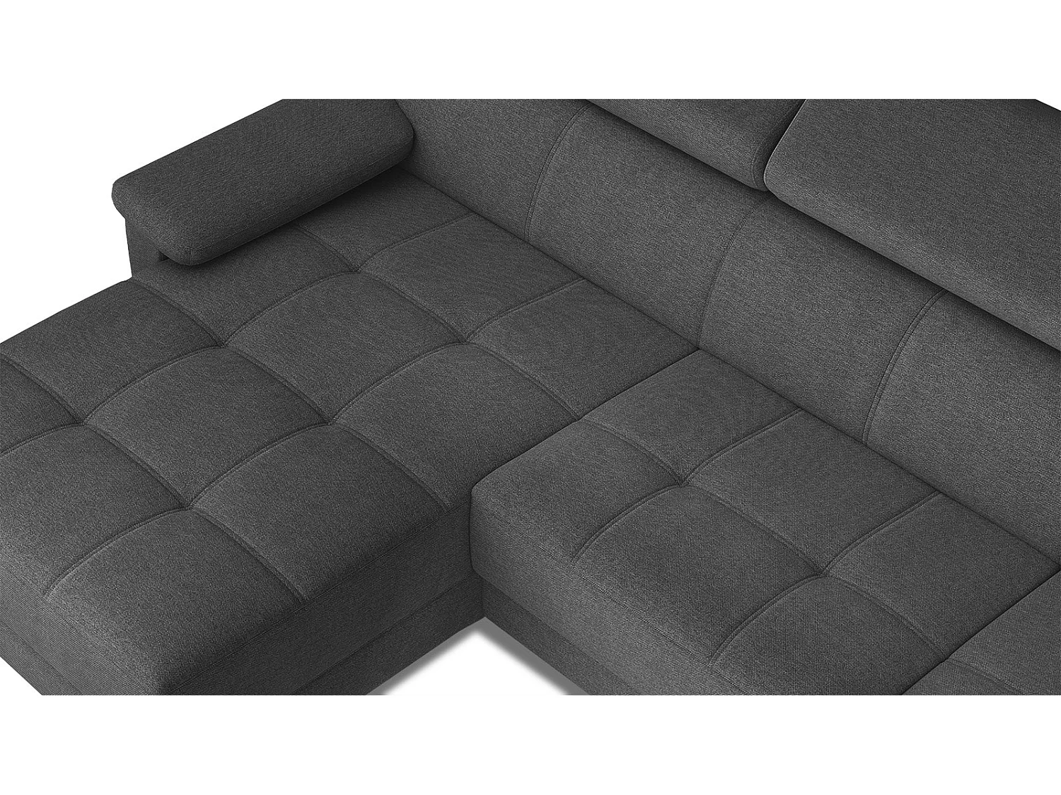 TAUNUS Ecksofa 4-Sitzer links mit verstellbare Kopfstützen, dunkelgrau