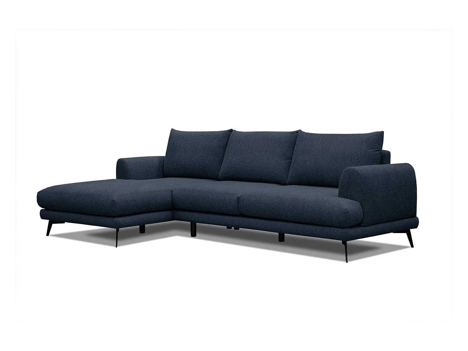 Canapé d'angle gauche 4 places tissu bleu foncé - ADRIA