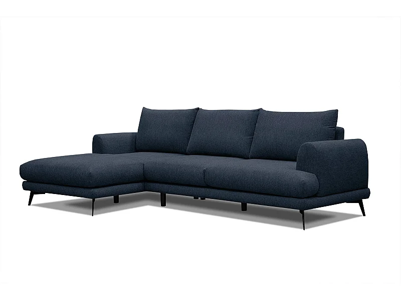 Canapé d'angle gauche 4 places tissu bleu foncé - ADRIA