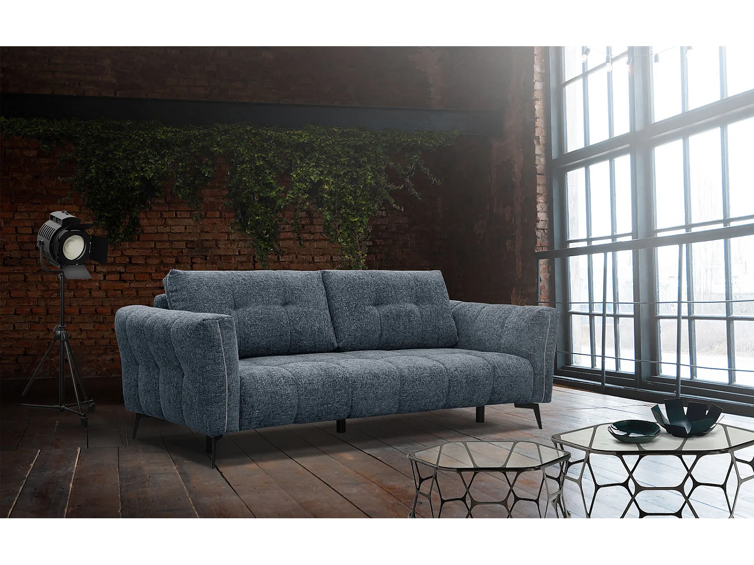 KALMER Sofa 3-Sitzer, marineblau