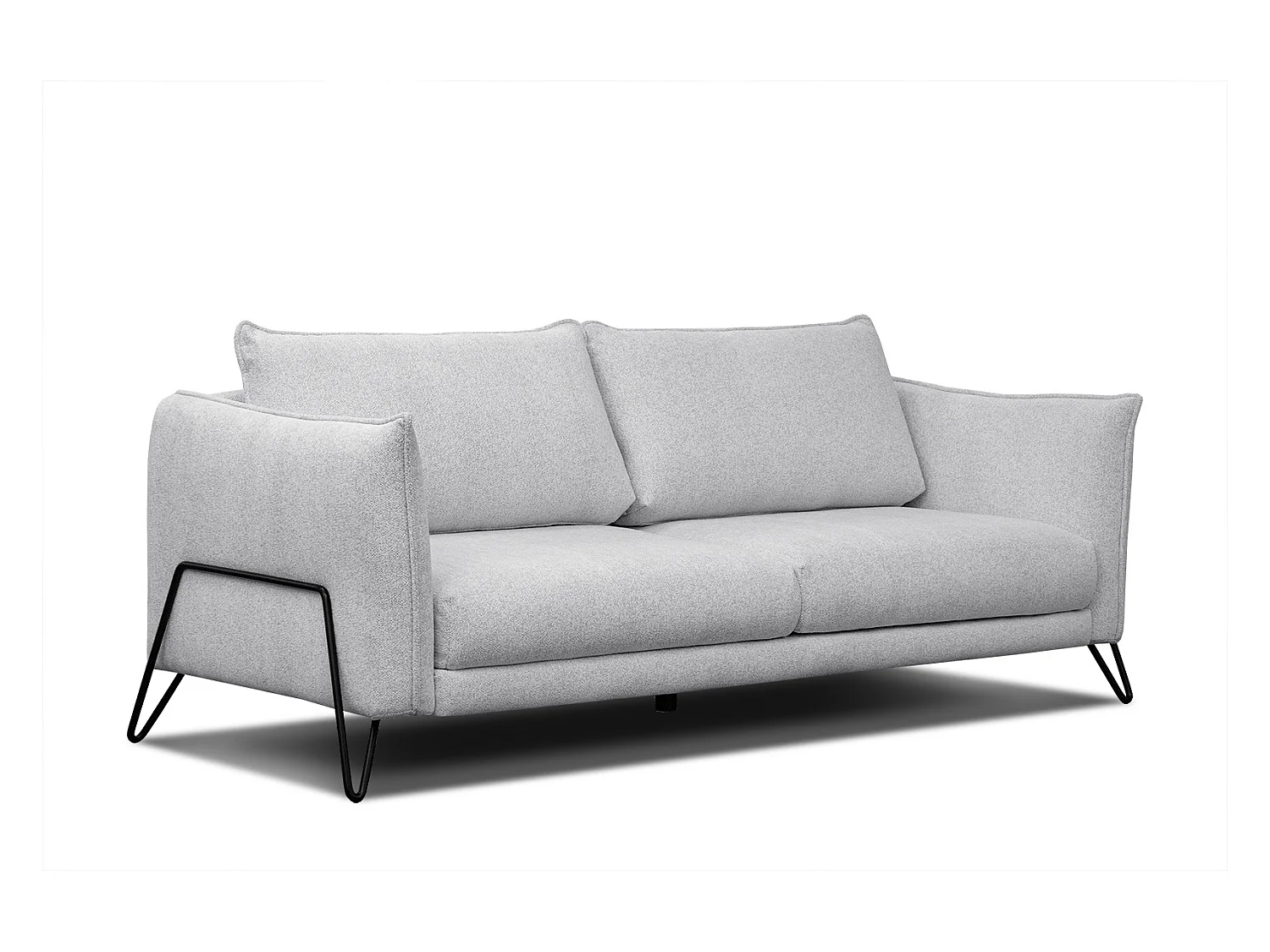 Canapé droit XXL 3 places tissu gris clair - HOSTEN