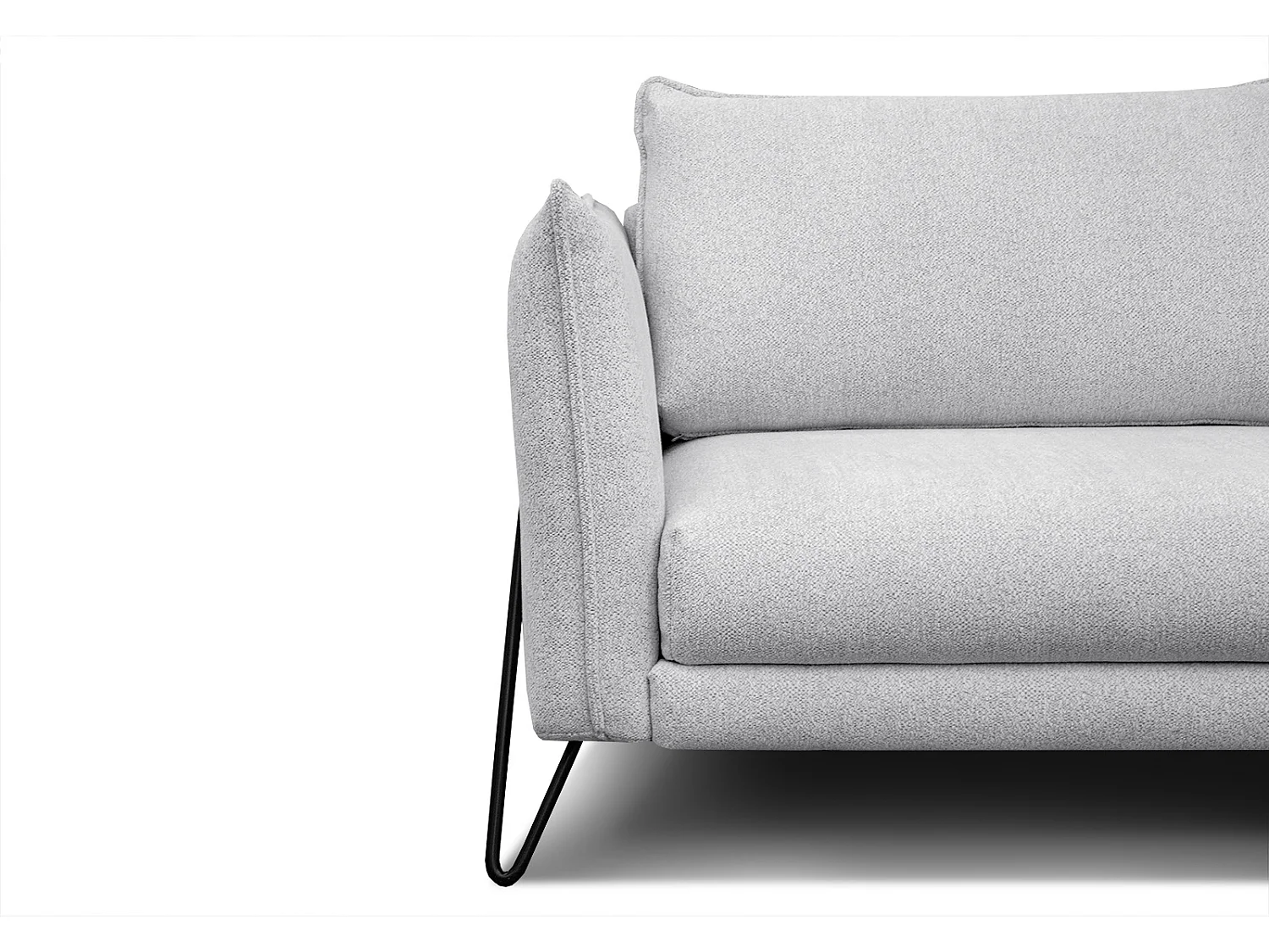 Canapé droit XXL 3 places tissu gris clair - HOSTEN