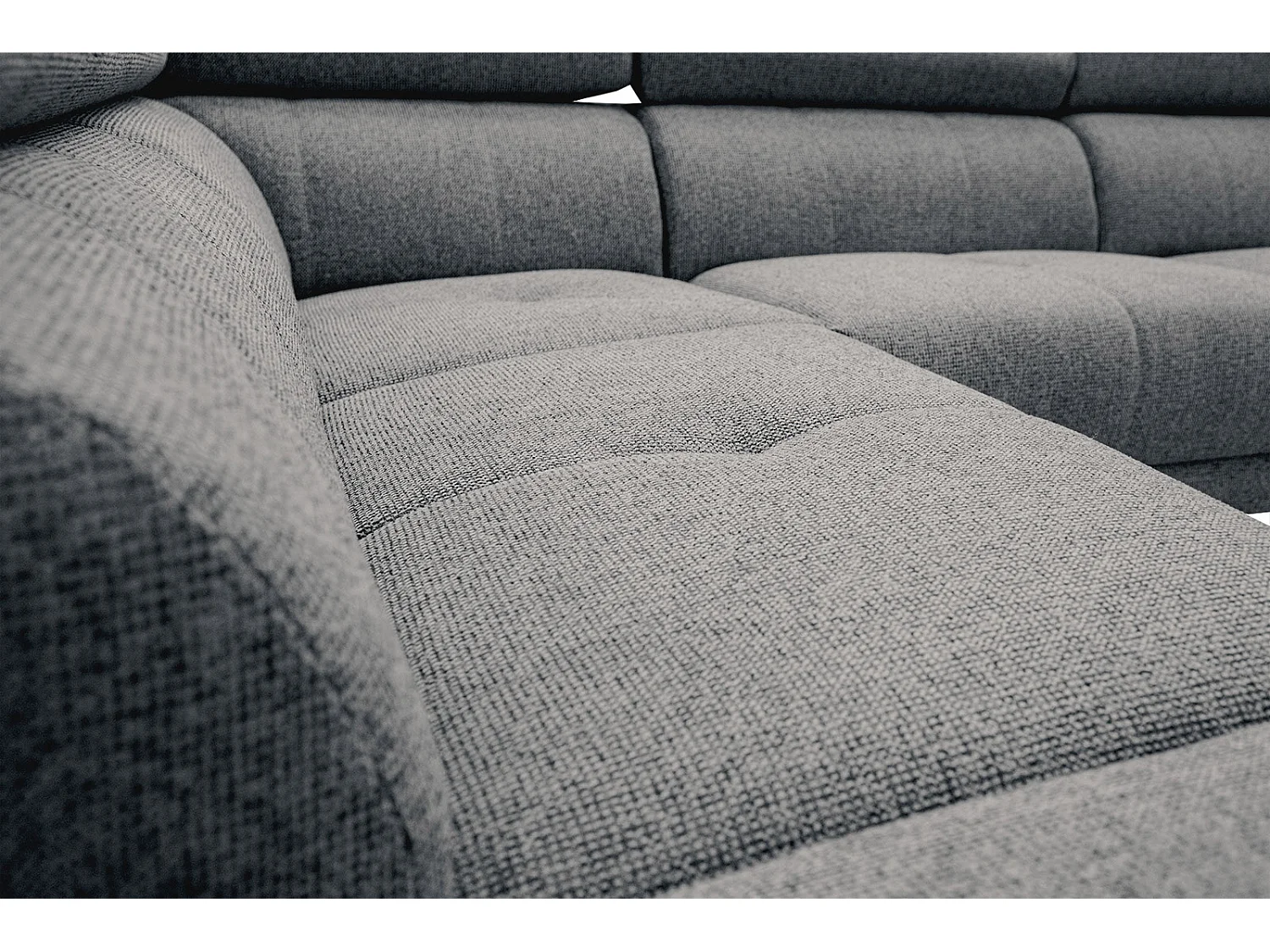 FIERO Ecksofa 5-Sitzer links mit verstellbare Kopfstützen, dunkelgrau