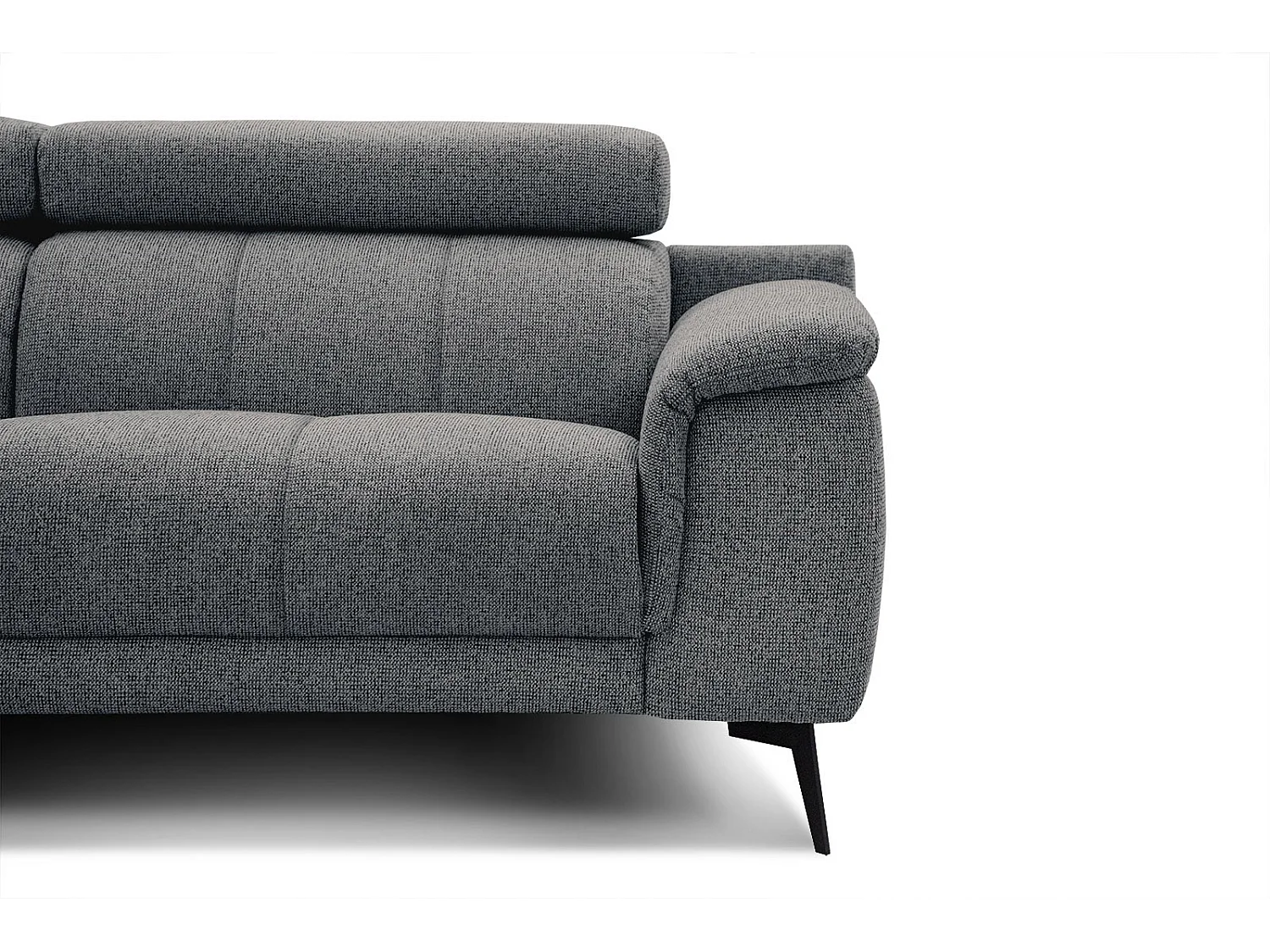 FIERO Ecksofa 5-Sitzer links mit verstellbare Kopfstützen, dunkelgrau