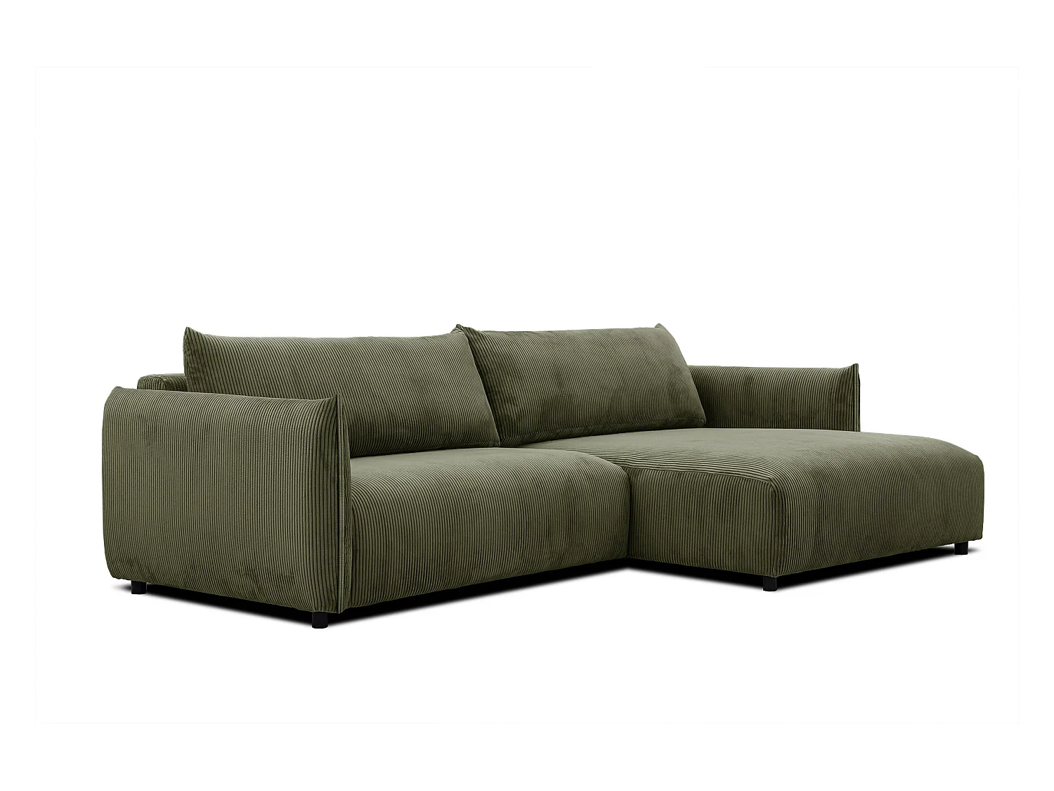 Canapé d'angle droit 4 places tissu vert olive - TAUER