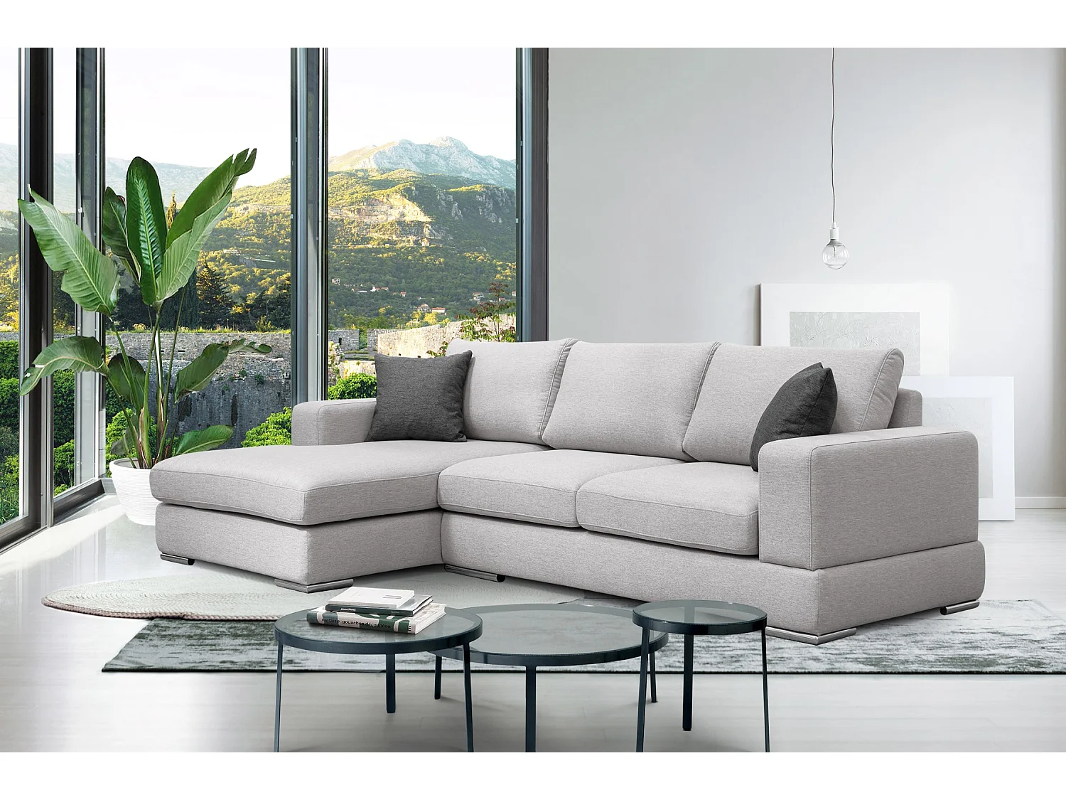 OTTO Ecksofa 4-Sitzer links, hellgrau