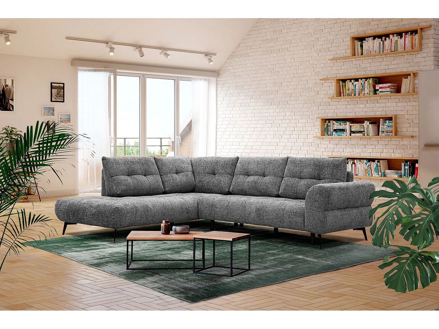 SALVINI Ecksofa 5-Sitzer links, dunkelgrau