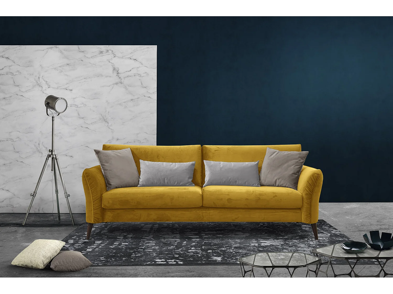 FIGARI Sofa 3-Sitzer, senfgelb