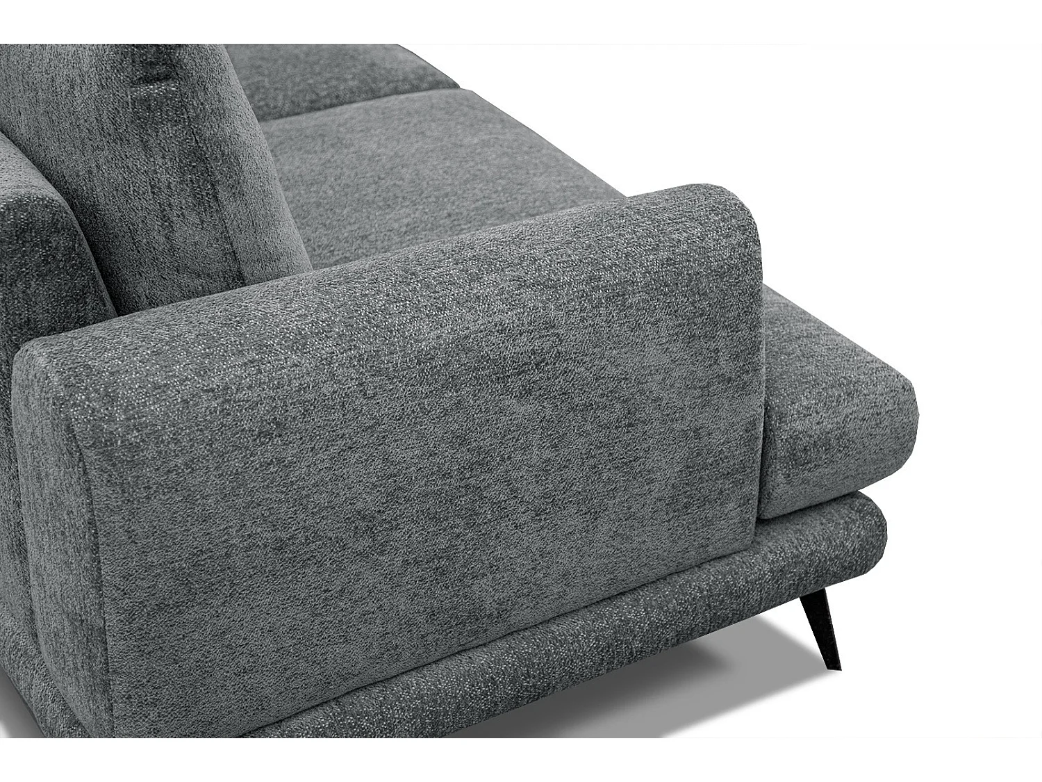 Canapé d'angle droit 5 places tissu gris moyen