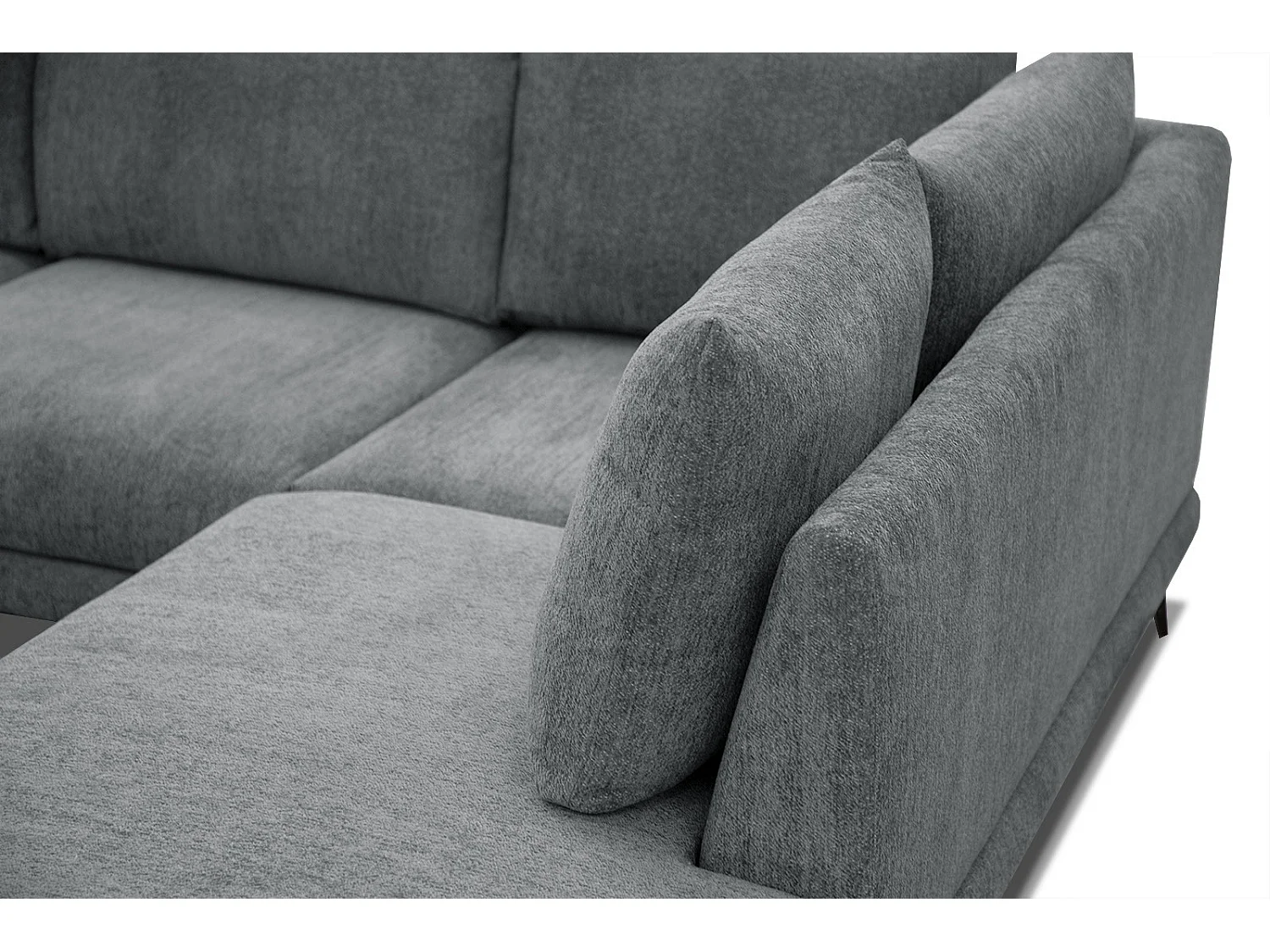 Canapé d'angle droit 5 places tissu gris moyen