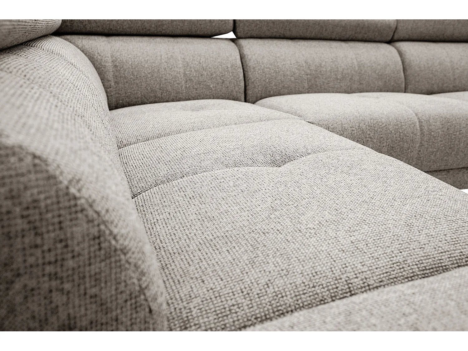 FIERO Ecksofa 5-Sitzer links mit verstellbare Kopfstützen, taupe