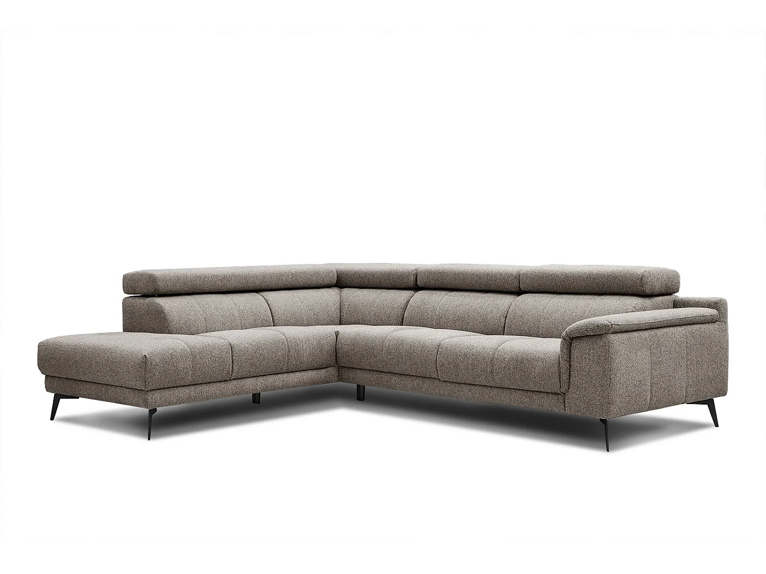 FIERO Ecksofa 5-Sitzer links mit verstellbare Kopfstützen, taupe
