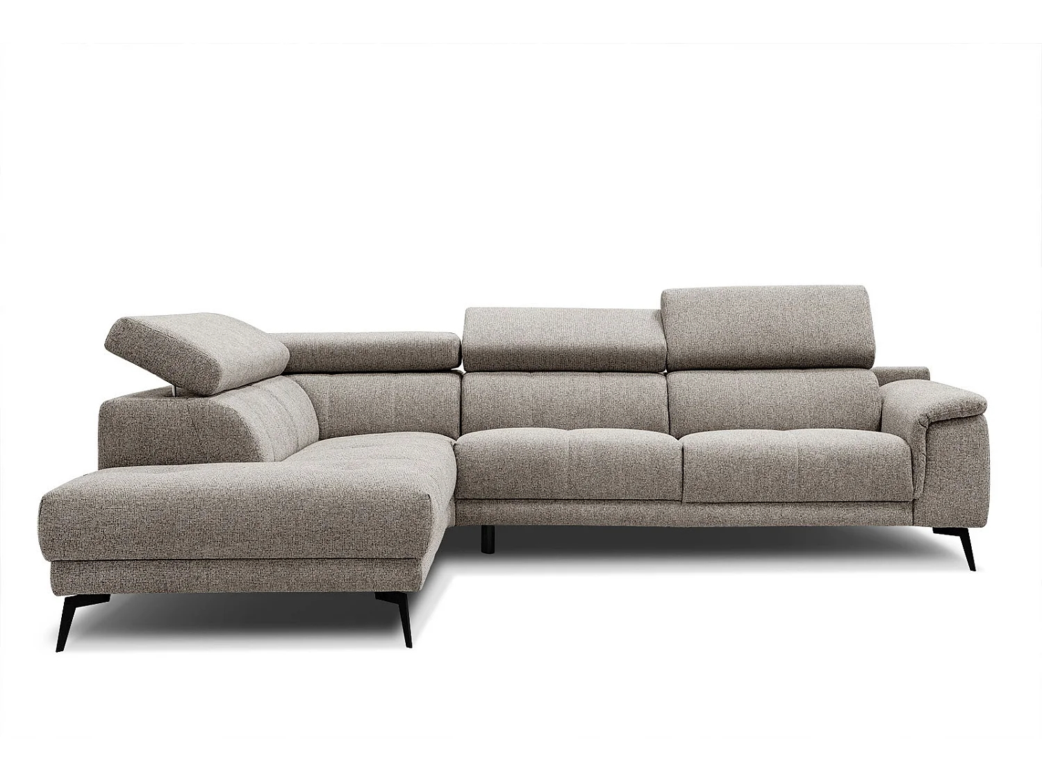 FIERO Ecksofa 5-Sitzer links mit verstellbare Kopfstützen, taupe