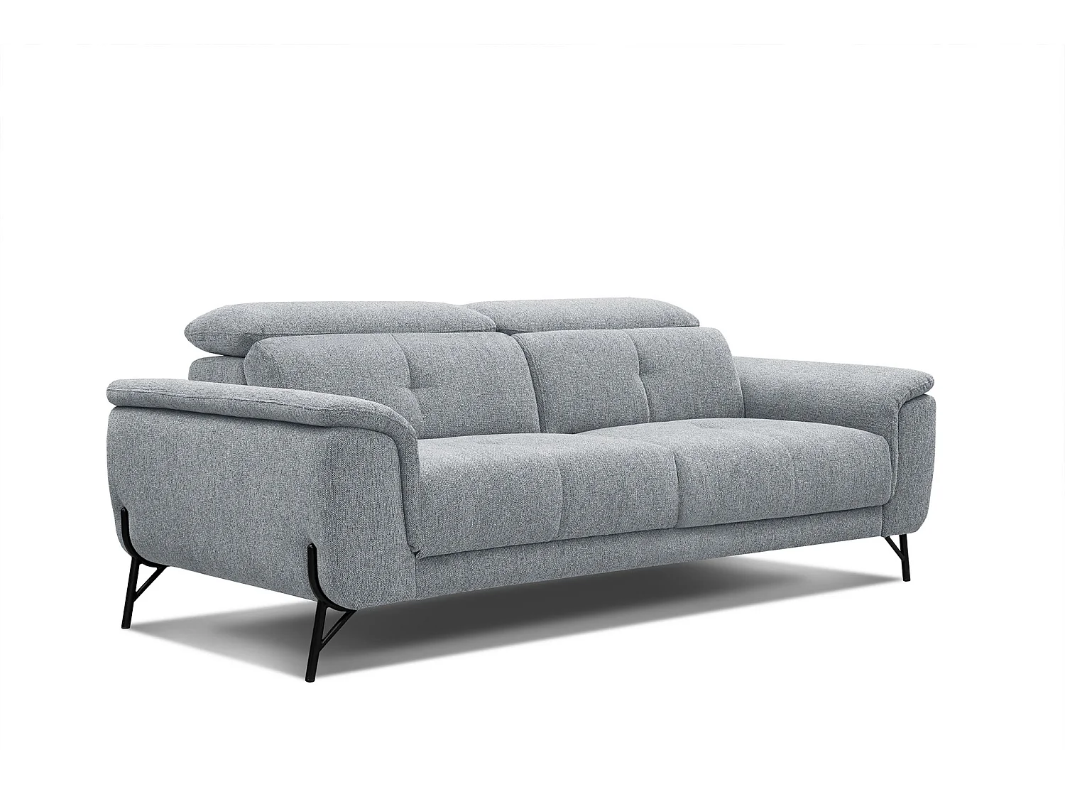 AVENA Sofa 3-Sitzer mit verstellbare Kopfstützen, silbergrau