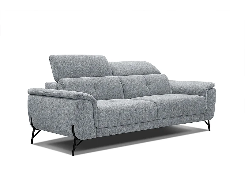 AVENA Sofa 3-Sitzer mit verstellbare Kopfstützen, silbergrau