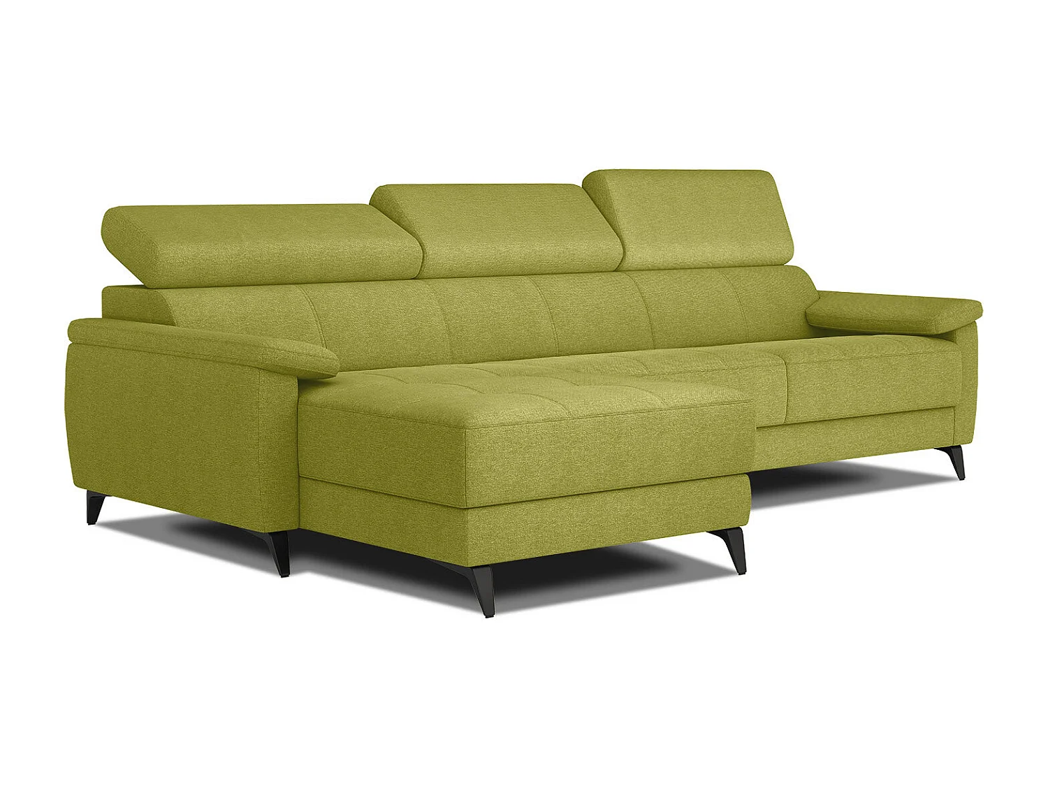 TAUNUS Ecksofa 4-Sitzer links mit verstellbare Kopfstützen, limettengrün