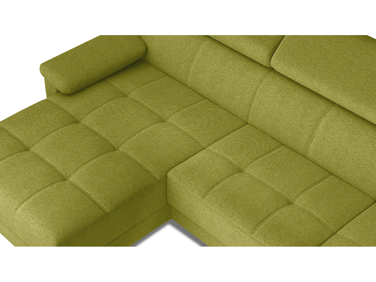 TAUNUS Ecksofa 4-Sitzer links mit verstellbare Kopfstützen, limettengrün