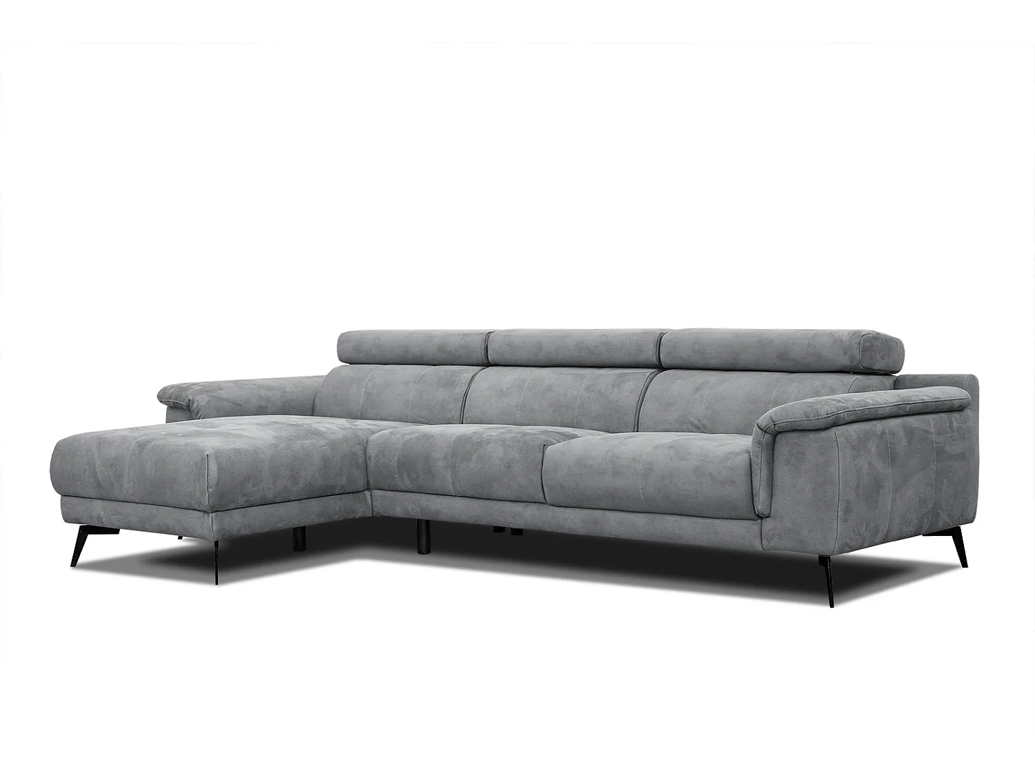 FIERO Ecksofa 4-Sitzer links mit verstellbare Kopfstützen, grau