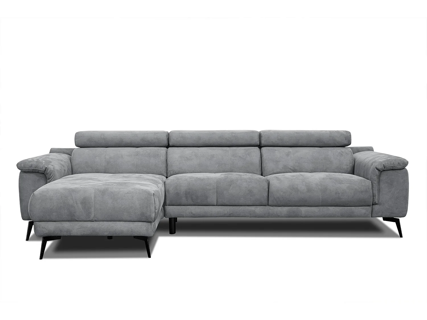 FIERO Ecksofa 4-Sitzer links mit verstellbare Kopfstützen, grau