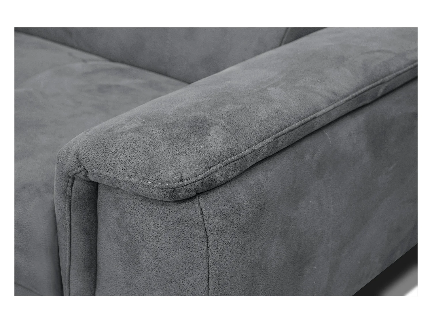 FIERO Ecksofa 4-Sitzer links mit verstellbare Kopfstützen, grau