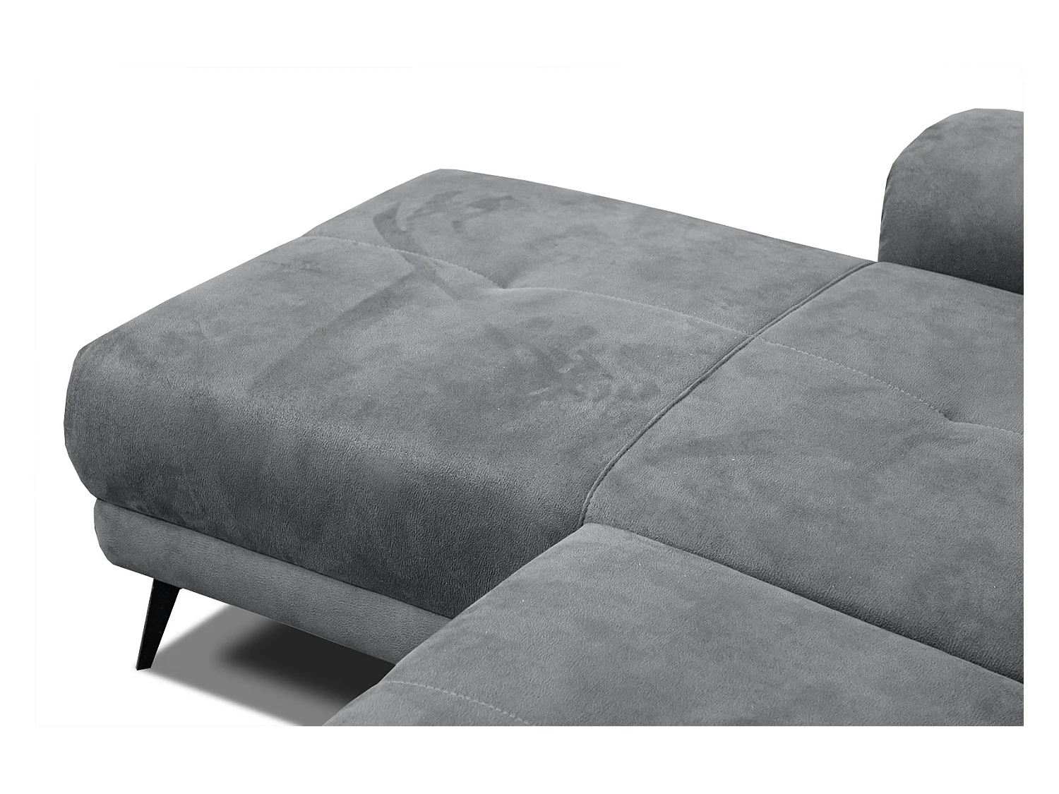 FIERO Ecksofa 4-Sitzer links mit verstellbare Kopfstützen, grau