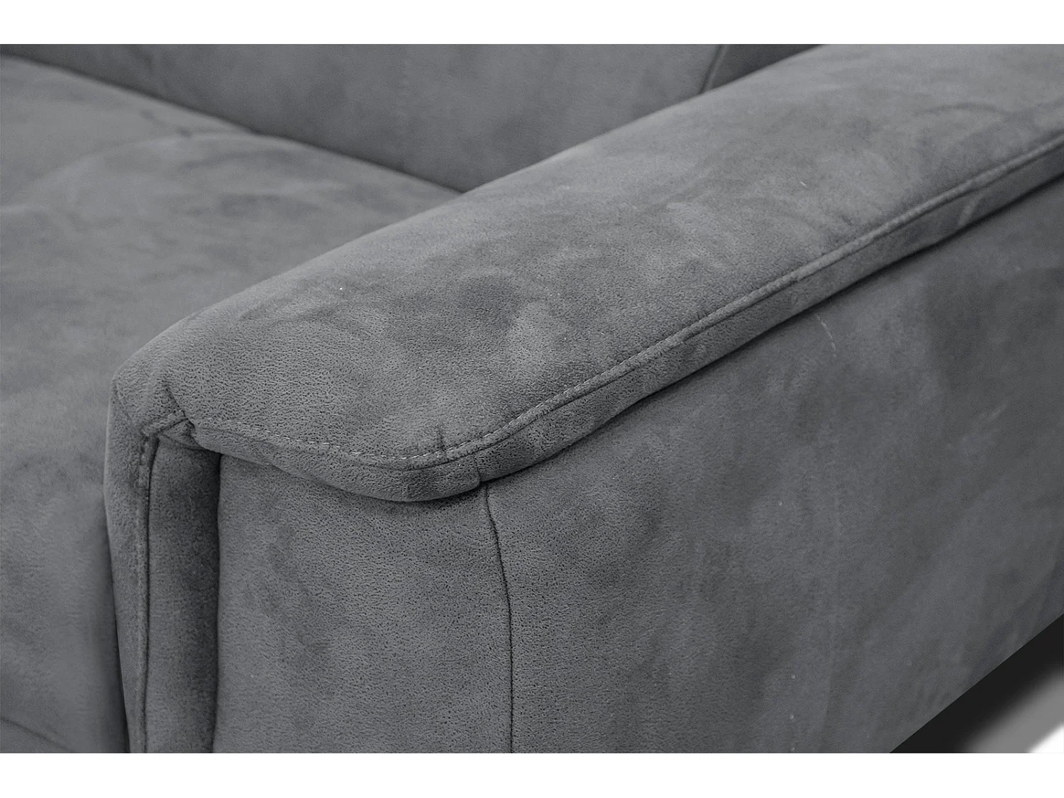 FIERO Ecksofa 4-Sitzer links mit verstellbare Kopfstützen, grau