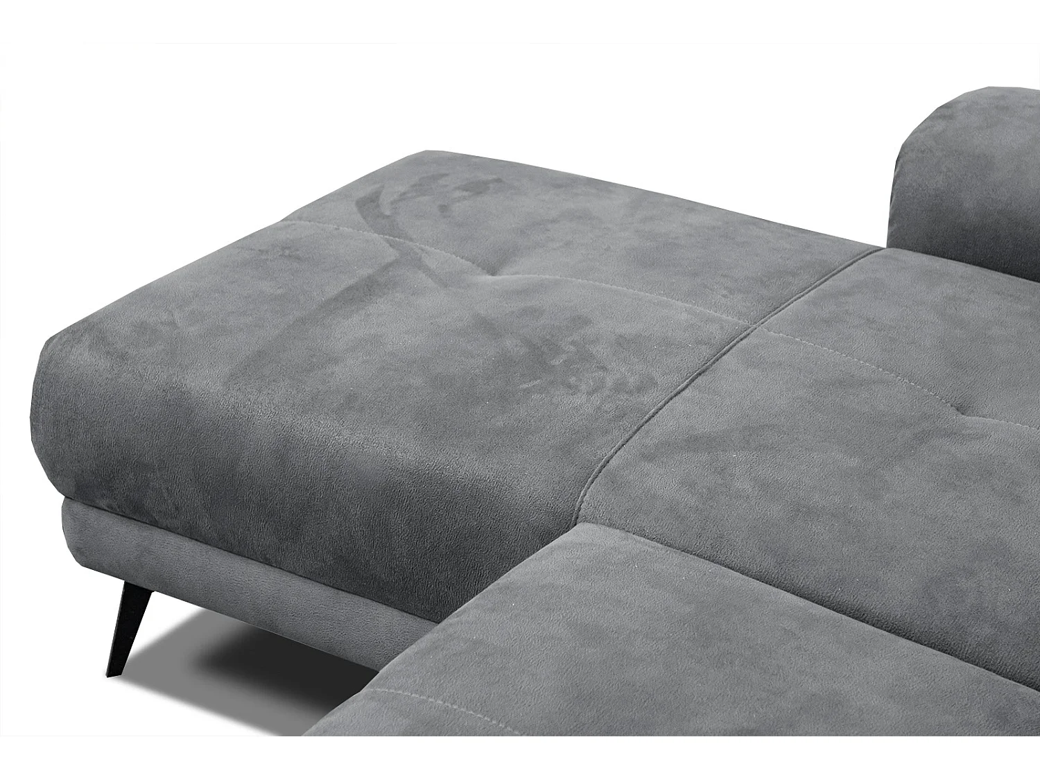 FIERO Ecksofa 4-Sitzer links mit verstellbare Kopfstützen, grau