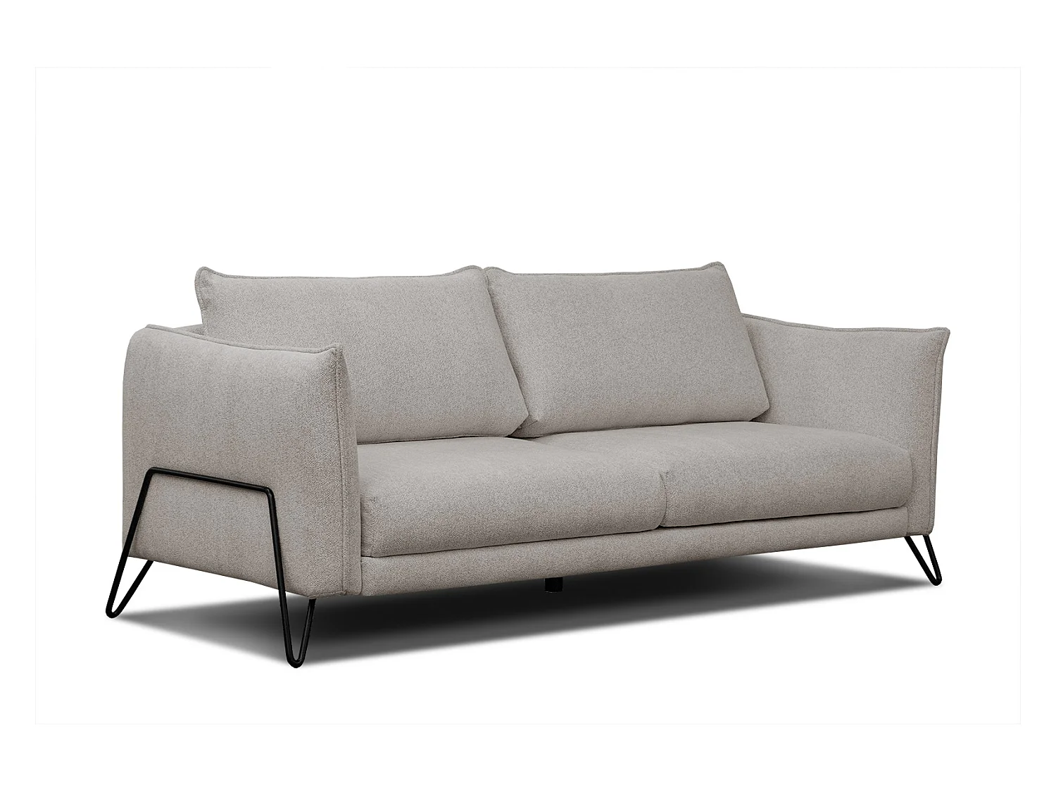 Canapé droit XXL 3 places tissu beige  - HOSTEN