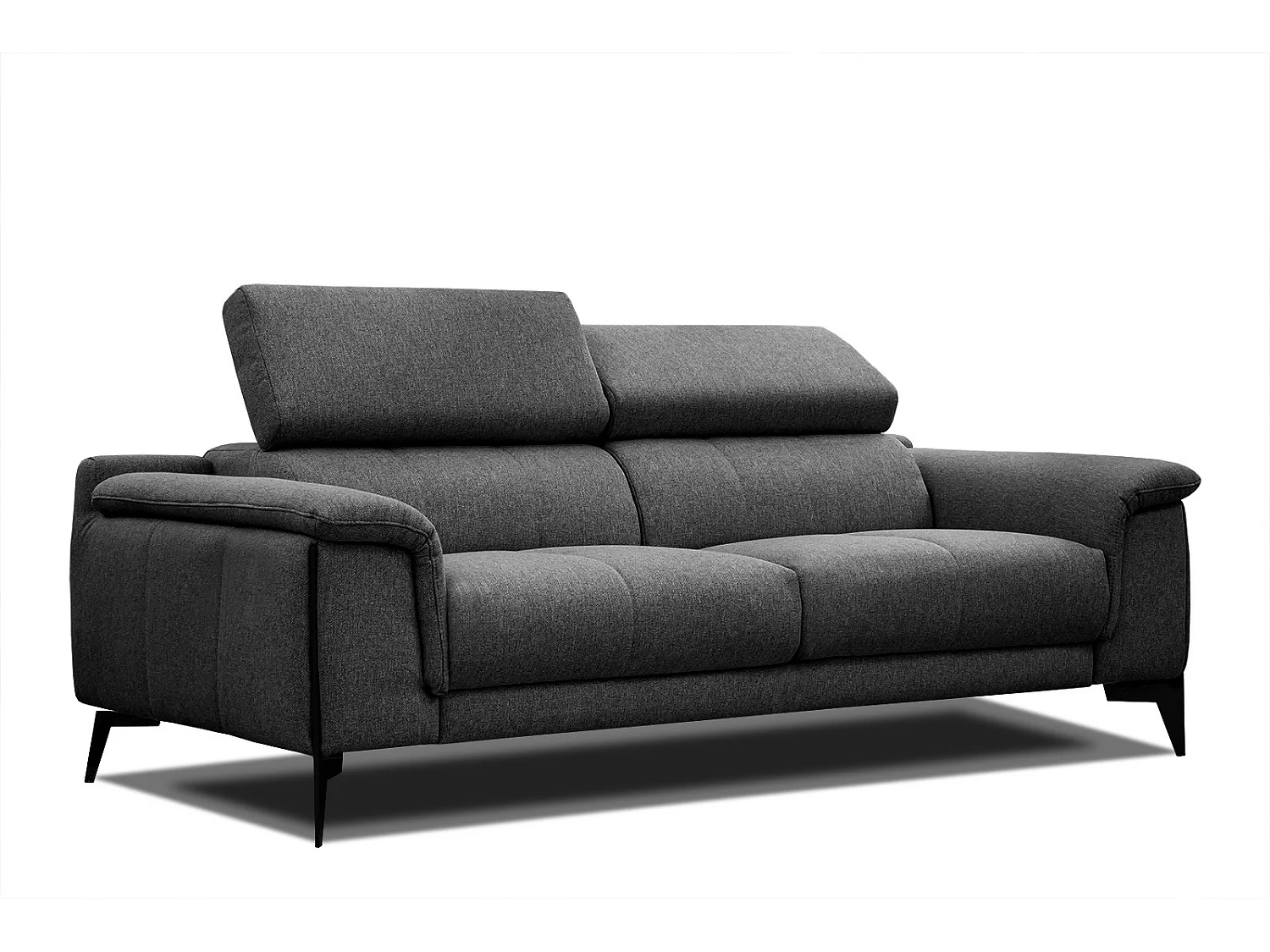 MATERA Sofa 3-Sitzer mit verstellbare Kopfstützen, schwarz