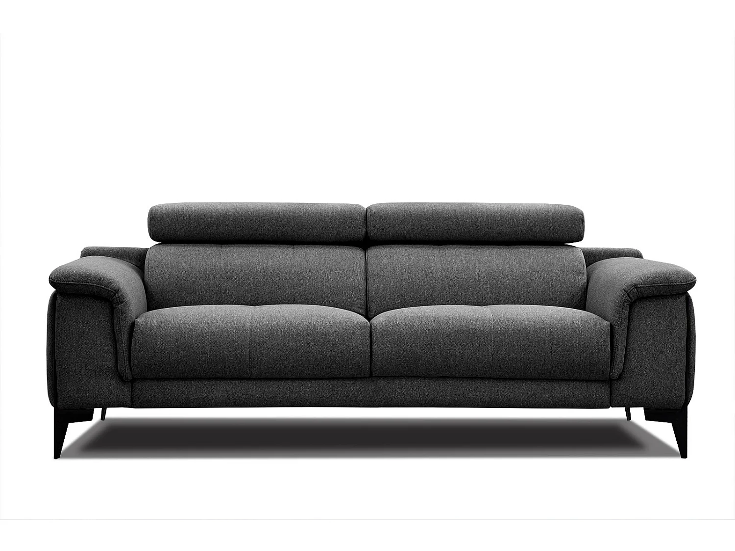 MATERA Sofa 3-Sitzer mit verstellbare Kopfstützen, schwarz