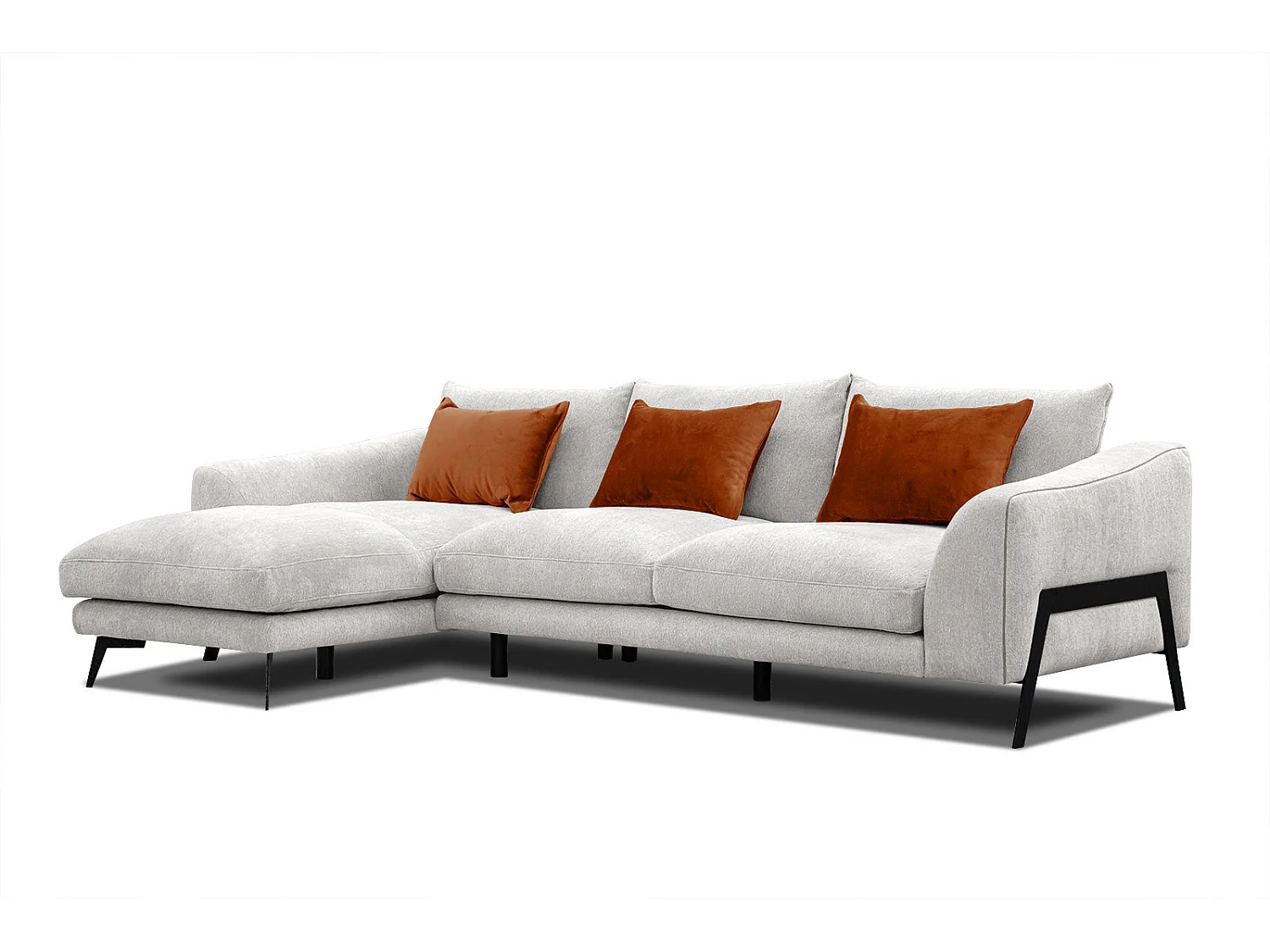 WINTER Ecksofa 4-Sitzer links, perlweiß