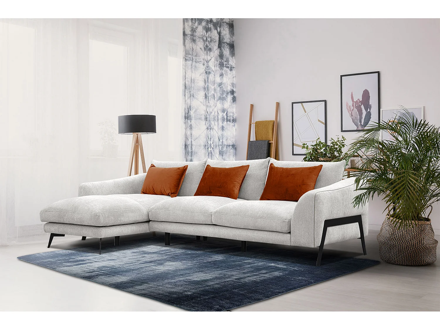 WINTER Ecksofa 4-Sitzer links, perlweiß